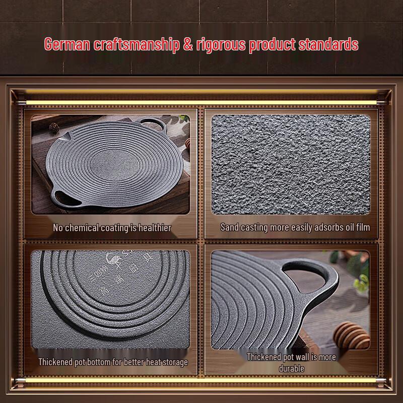 Sansig Outdoor Camping Cast Iron Griddle Pan