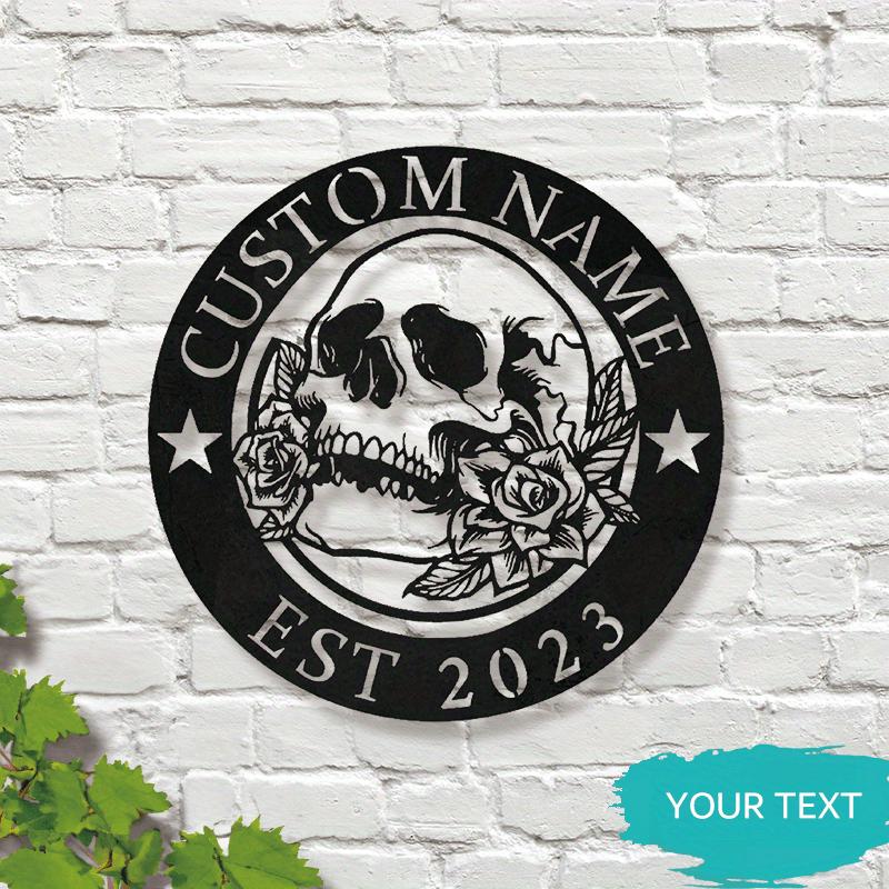 

Custom Sugar Skull Metal Wall Art Name Personalized Home Decor Sign