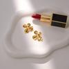  Delicate Shiny Cubic Zirconia Four-petal Flower Stud Earrings 18K Gold Color PVD Plated Stainless Steel Jewelry Gift