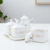 Lotus Ceramic Condiment Jar Set for Salt, Sugar, Soy Sauce, and Vinegar