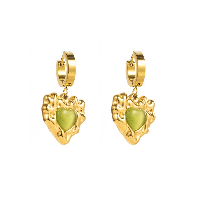 

Женские простые серьги-подвески из нержавеющей титановой стали, плиссированные серьги-подвески Love Gold Цвет, геометрические украшения для ушей OneSize зелёный