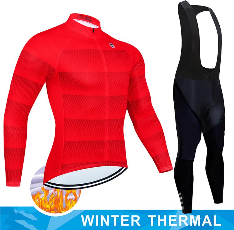 2025  Winter Thermal Fleece Cycling Jersey Set Man's Long Sleeves Cycling Kits Mountain Bike Jersey Road Bike Cycling Suit