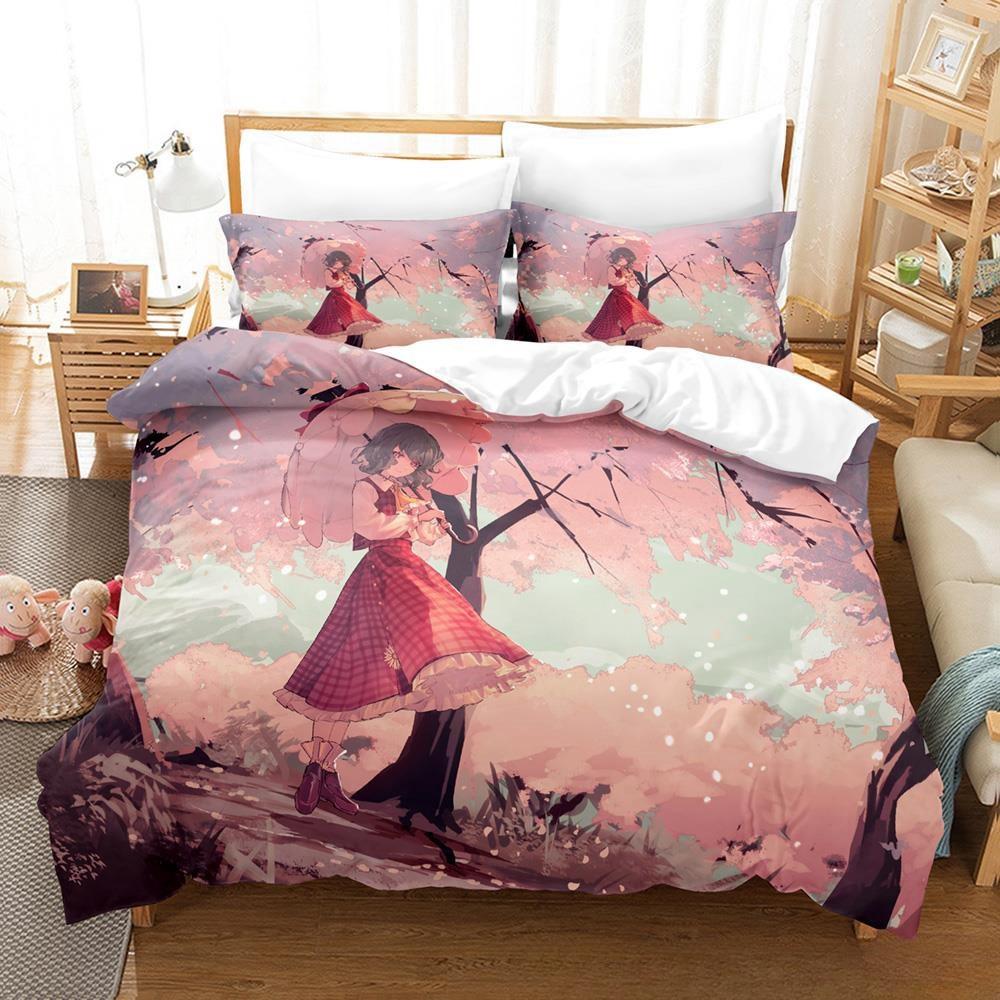 3D Druck Anime Kawaii Mädchen Yuuka Kazami Bettwäsche Set Einzelbett Twin Full Queen King Size Bettset Erwachsene Kind Schlafzimmer Bettbezug Sets