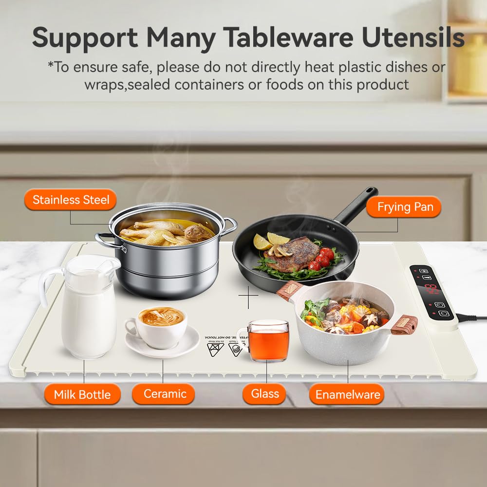 Podgrzewacz do żywności Elektryczna tacka grzewcza z regulowaną temperaturą Składana przenośna podgrzewacz do żywności Mata grzewcza na imprezy i spotkania