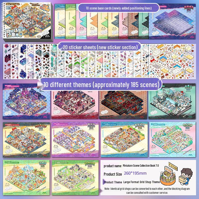 Naklejki 3D Scena w domku: Zestaw do miniaturowej architektury krajobrazu i dziennik DIY