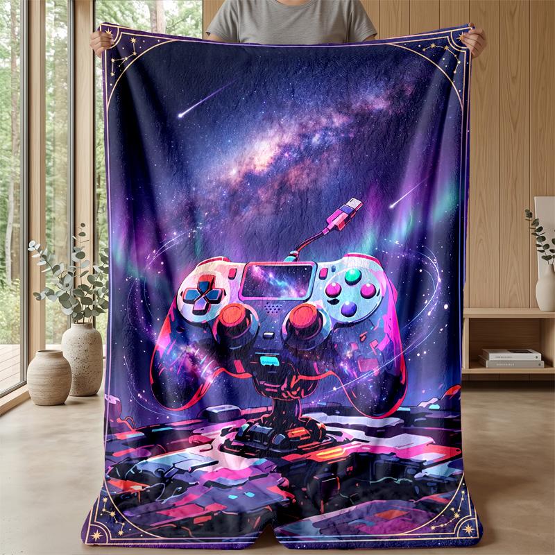 Galaxy Game Pad Theme Blanket Lightweight Warm Flannel Blanket Decorative Throw Blanket for Home Decoration