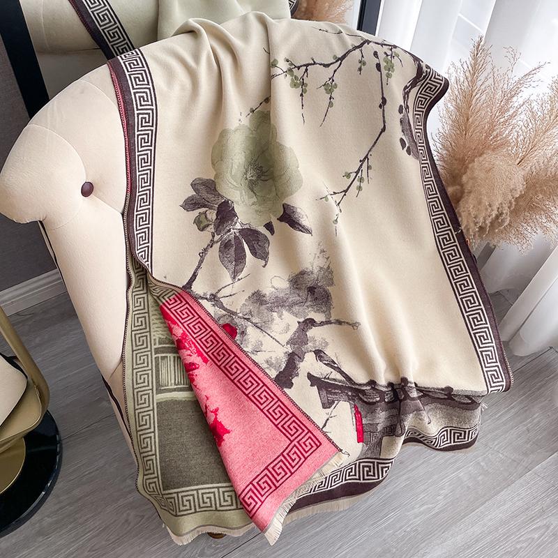 New Women Brand Ink wash painting Scarf Luxury Autumn Winter Warm Shawls Print Scarve Pashmina Mujer Femme Foulard Bufanda