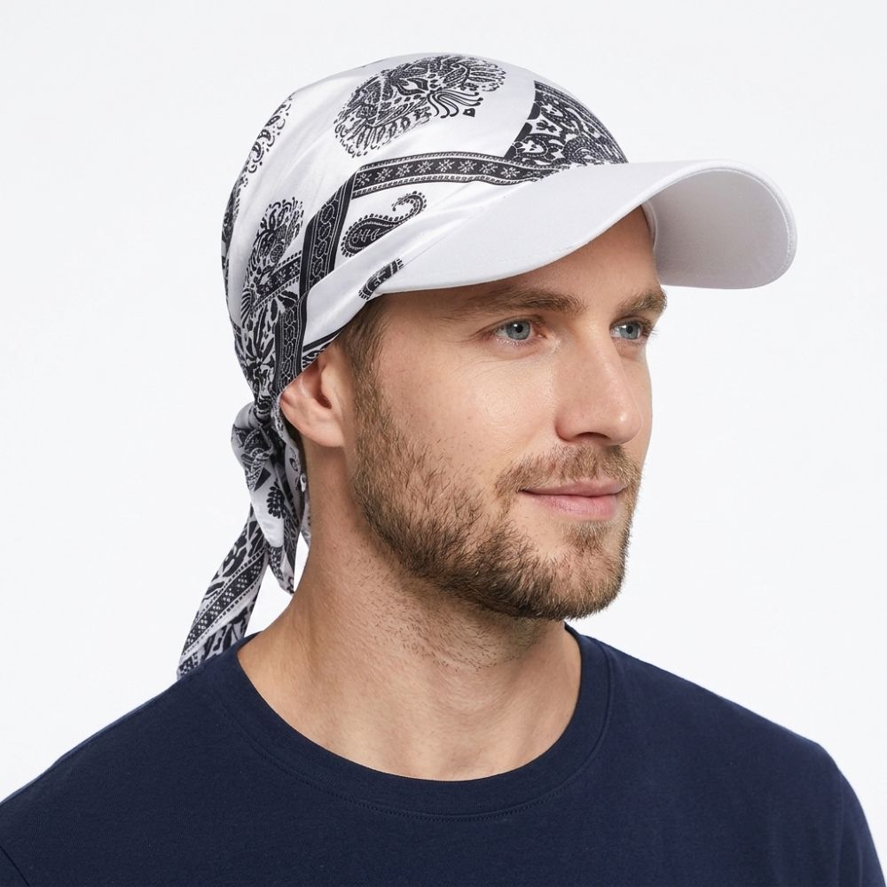 Breathable Women Printed Satin Headscarf Hat Summer Baseball Cap Outdoor Sun Hat  For Men Women