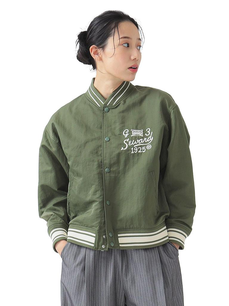 B:MING LIFE STORE by BEAMS Women's Water-Repellent Stadium Jacket, Olive, Size S