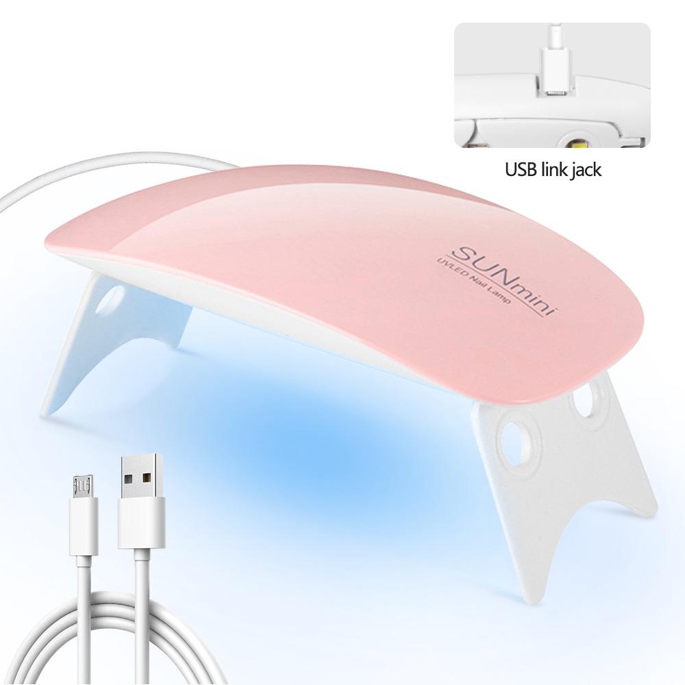 

6 Вт светодиодные лампы для ногтей для геля Мини УФ-лампа для ногтей Портативная светодиодная лампа для ногтей Сушка для ногтей Гель-лампа для женщин и девушек Маникюр PINK