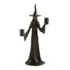 Halloween Witch Candle Holder Handmade Black Witch Statue 8.66-inch Retro Witch Candlestick Halloween Fall Decoration