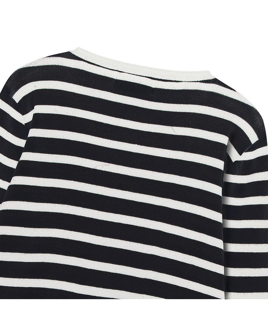 THE GREEN LAB Striped Shirred Knit [Black]