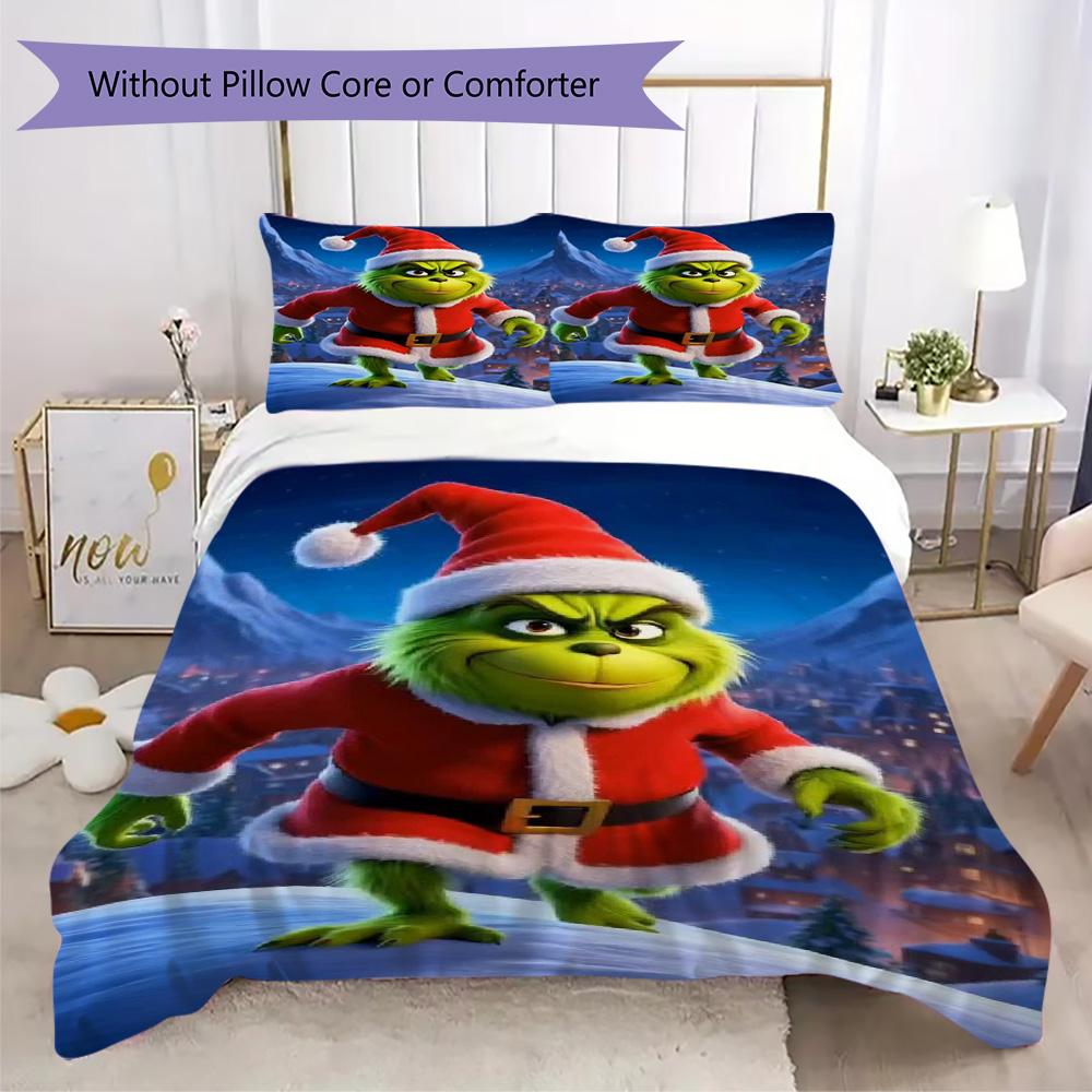 Christmas Gift Oscar Comedy Movie How the Grinch Stole Christmas Home Decor Soft Printed Bedding Set Pillowcase Duvet Cover (without Core) R10