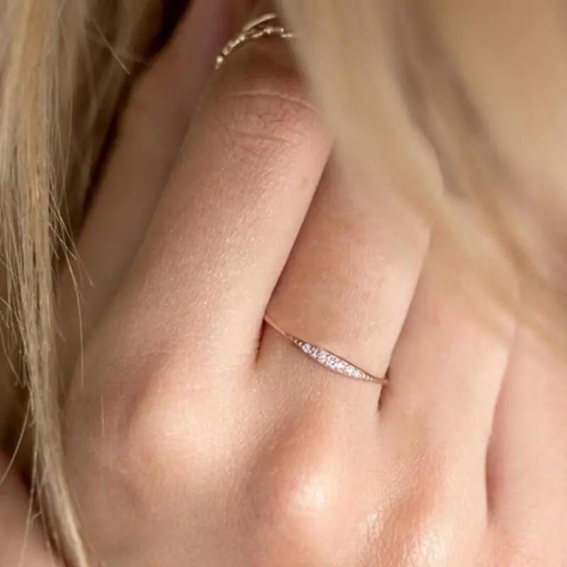 Zircon Women'S Ring Tail Ring, Fashion Design Engagement Ring, Simple Women'S Jewelry