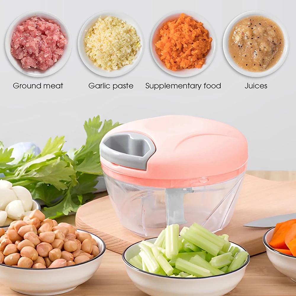 500ml Manual Garlic Press Multifunctional Food Mixer Garlic Grinding Chopper Food Vegetables Cutter Meat Grinders Kitchen Tool