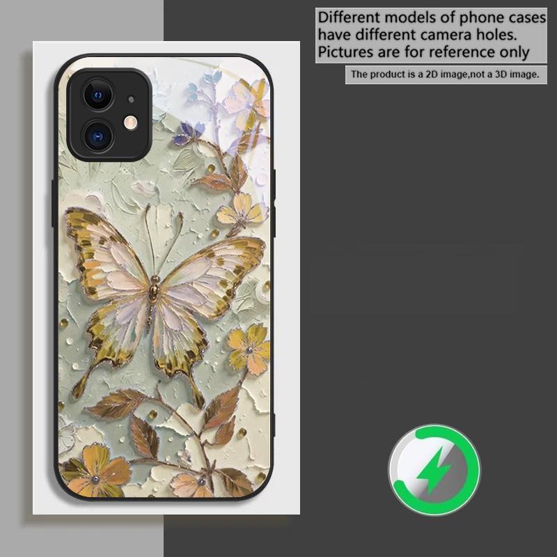 

Elegant pink butterfly suitable for iPhone 17 Pro Max 16E 15 Pro 14 13 Plus 12 mini 11 XR Xs 7 8 16 Air black Glass Phone Case iPhone Air