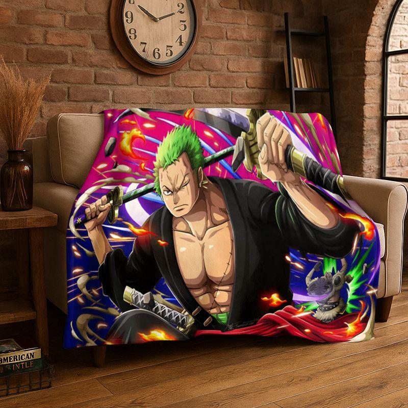 Classic Anime One P-Piece Cartoon Zoro Soft Flannel Throw Blanket,Cozy Blanket for Bed,Couch,Sofa,Bedroom,Living Room,Travel