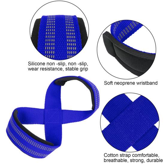 1 Pair Figure 8 Lifting Strap Men Women Anti-Slip Padded Weightlifting Grip Band Bodybuilding Powerlifting Strength Training Gym Deadlifts Wrist Strap