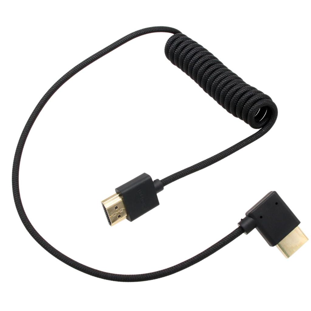 HangTon HDMI 8K 4K 30p 60p Cable for ATOMOS Ninja Sony FX30 FX6 Canon C500 BGH1 GH6 FEELWORLD Z CAM E2 Right Angle Type A HDMI Braided Coil 50cm