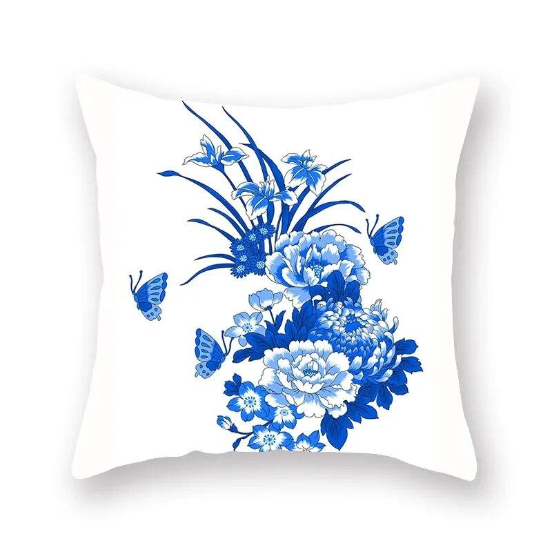 Blue Mandala Flower Geometric Print Pillowcase Living Room Sofa Bedroom Car Office Cushion Cover Home Decoration Ornament