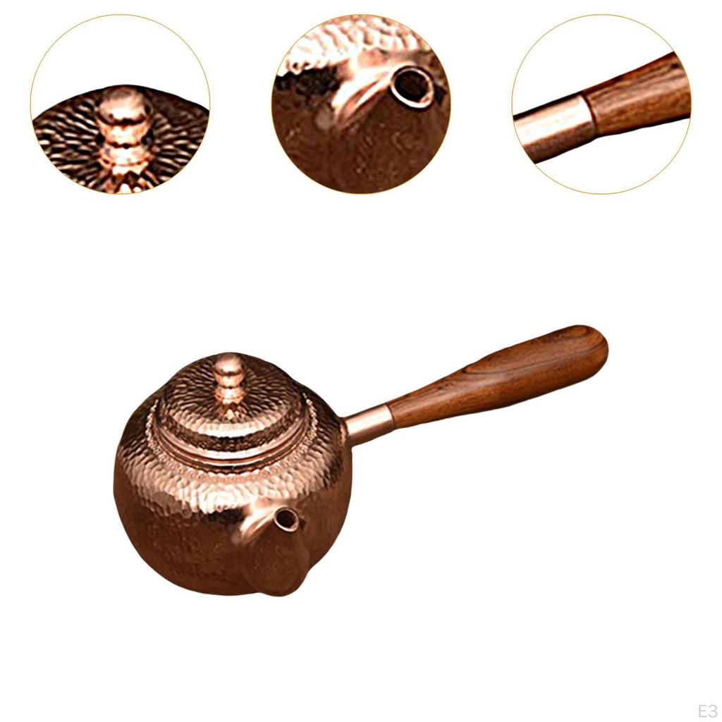 Copper Tea Kettle Boiler for Stovetop 350ml Thick Hammered Teapot Kitchen Party Household