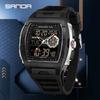 SANDA Top Brand Fashion Men Quartz Watches Big Dial Sports LED Analog Digital Chronograph Military Dual Display Man's Wristwatch