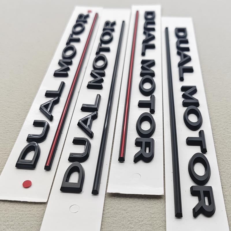 3D ABS Litery Logo Samochodu DUAL MOTOR Tylny Bagażnik Emblemat Odznaka Naklejka Naklejki Do Tesla Model 3 Model X Model S Y Akcesoria