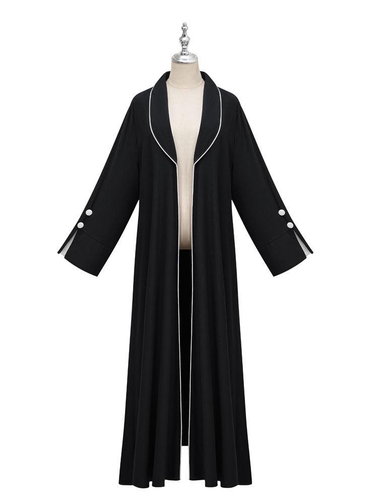 2024 Elegant Middle East Muslim Color Block Long Dress & Cardigan