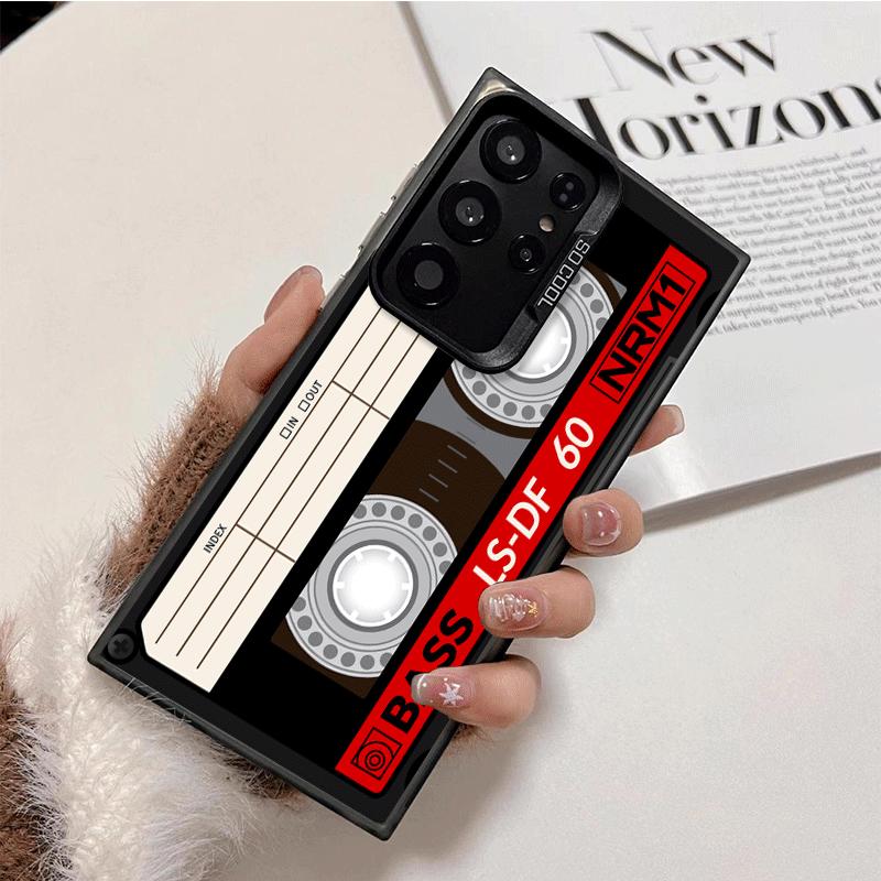 Vintage 90S Cassette Tape Pattern Soft Phone Case for Samsung Galaxy S24 S25 FE S26 Edge S23 Ultra S22 Plus S21 + Shockproof Cov