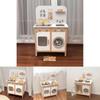 Kids Wooden Pretend Kitchen Set With Sound And Light For Toddler Girls Playroom Decor