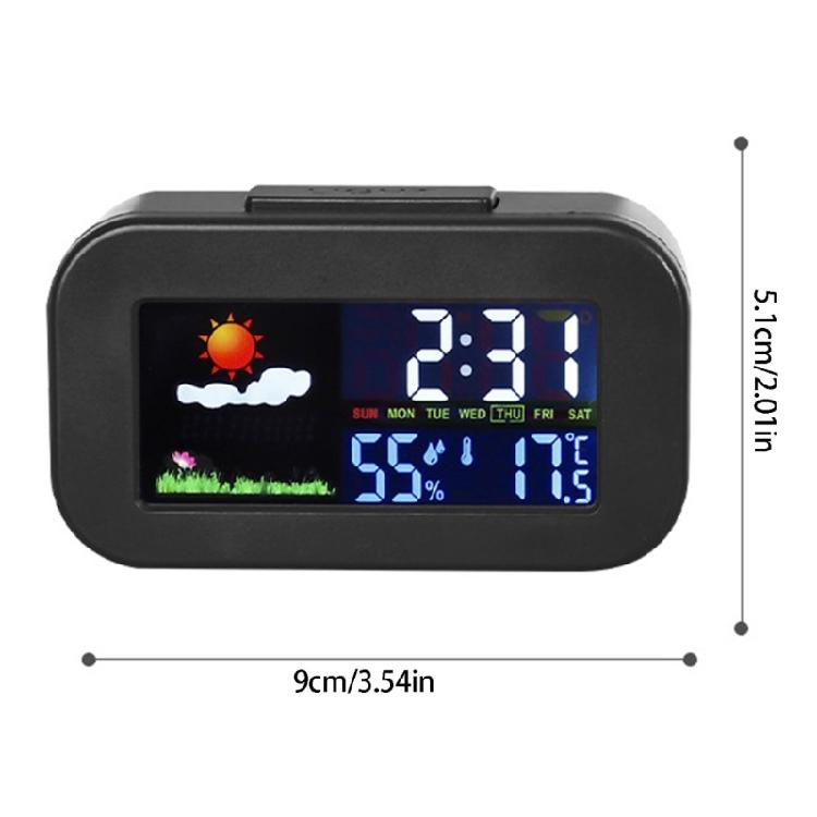 Electronic Weather Clock with Colorful Backlight Simple Design Weather Clock for Indoor Temperature Moisture And Time Display