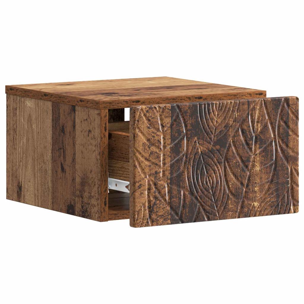 Wall Mounted Nightstand Reclaimed Wood Look 49 x 34.5 x 20 cm