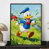 Disney diamond painting kit Donald Duck running in a garden for living room, bedroom, study and other interior space decoration