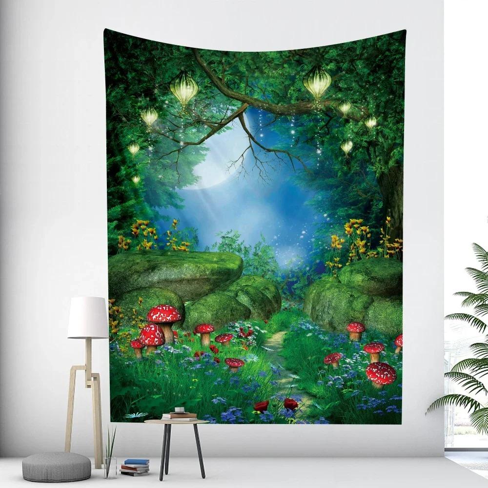 Forest Psychedelic Scene Moon Decorative Tapestry Home Wall Decor Living Room Office Tapestry