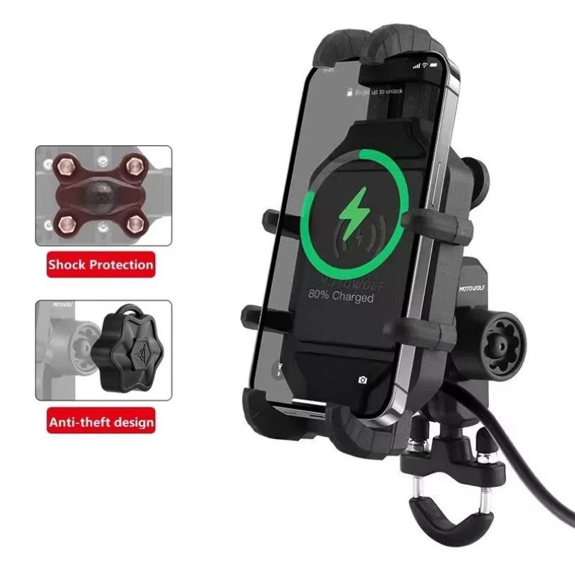 3.0 Quick Charging Motorcycle Bicycle Wireless Charger Phone Holder Stand GPS Moto Cellphone Handlebar Mount for 4-7 inch Phone