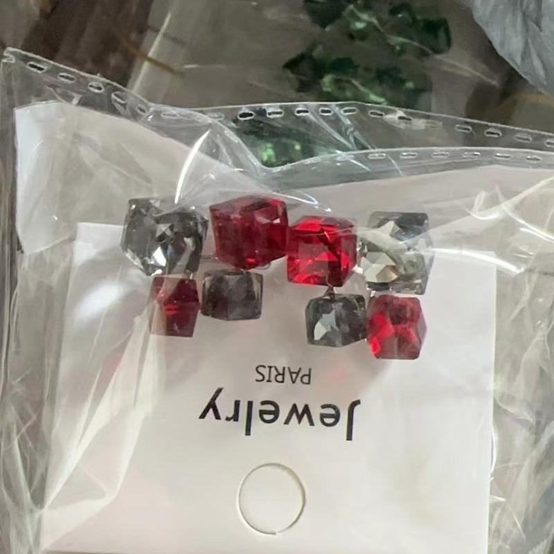 Bunte Strass-Ohrstecker für Frauen, trendig, Rot, Grün, Lila, rund, quadratisch, Statement-Ohrringe, Geometrie, Rosa, Schmuck, Geschenk