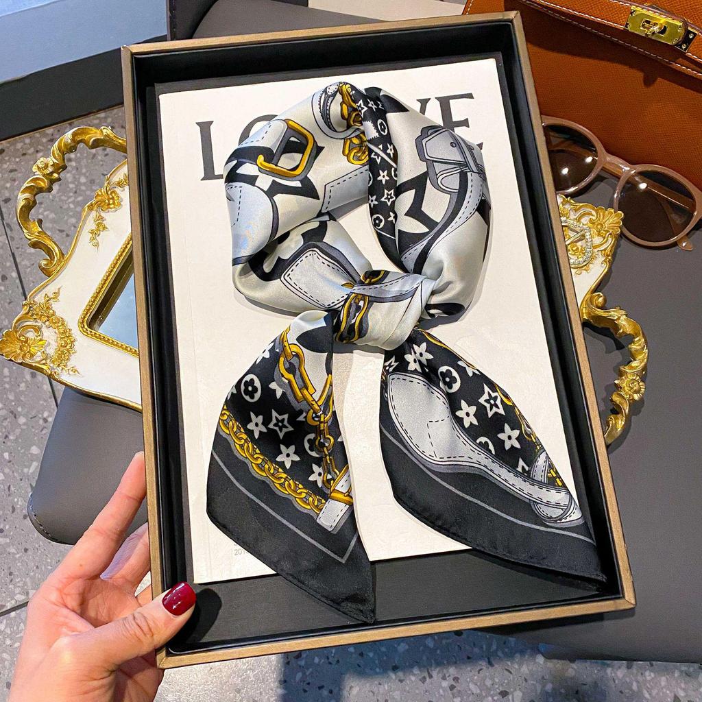 Zhang Ruonan Silk Scarf: Women's 2025 Spring/Summer Retro Neck Tie Accessory - High-End Small Square Neckerchief