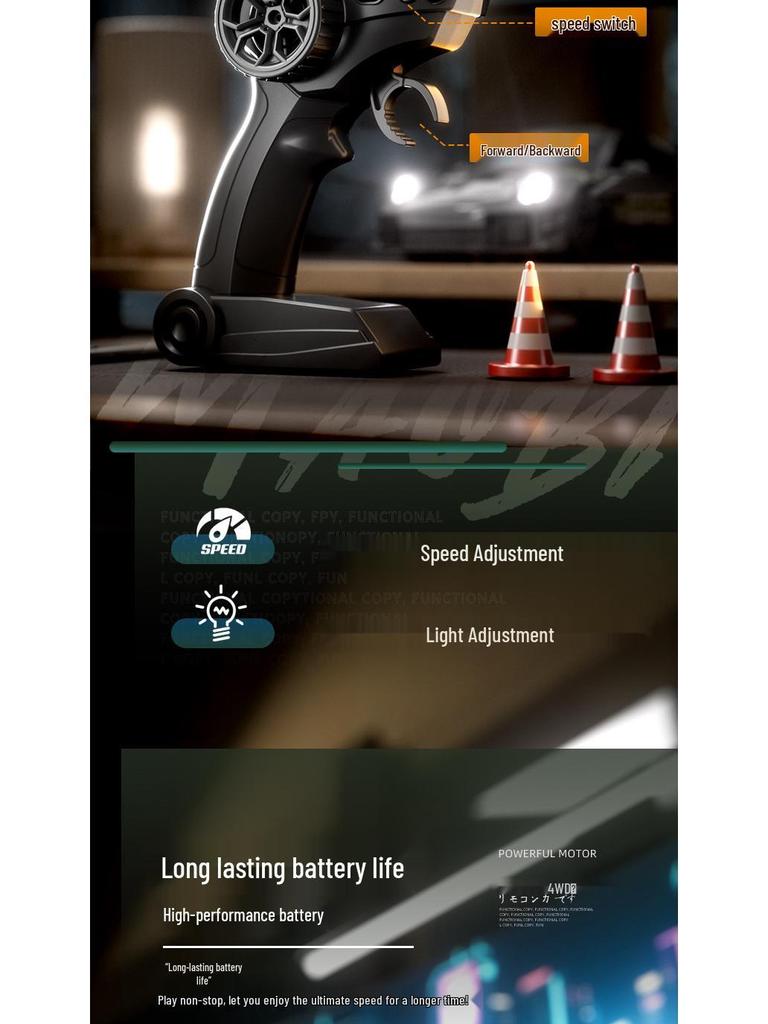 High-Speed RC Drift Car: Four-Wheel Drive, Electric Lights, Remote Control Racing Toy for Kids