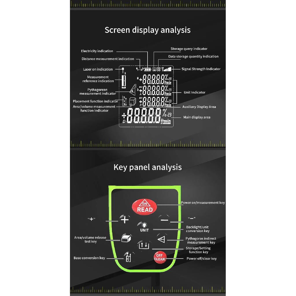 Laser Distance Meter 40M 60M 80M 100M  No Battery Rangefinder  Tape Range Finder Build Measure Device Ruler Test Tool