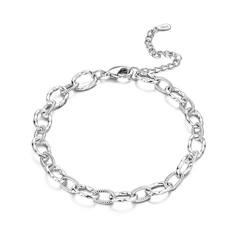925 Silver Heart Bracelet 17-20CM Sparkling Golden DIY Charms Beads Fashion Jewelry for Women