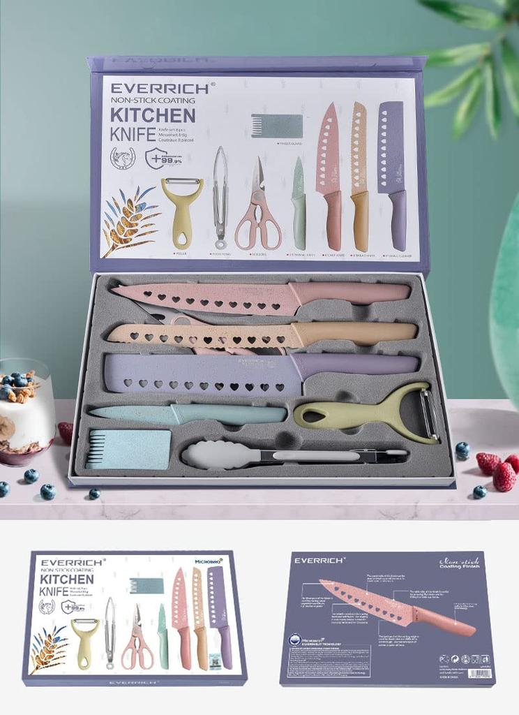 Utaki Knife Set Vegetable Bread Paring Finger Kitchen Set Chef's Knife, Knife, Knife, Knife, Scissors, Peeler, Tongs, Guard, Knife, 8-Piece