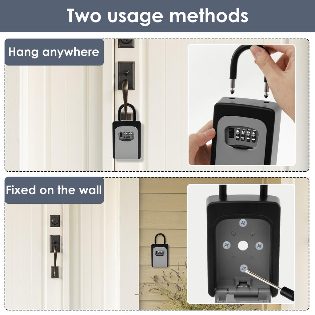 1/2Pcs Key Lock Box High Strength Alloy Free Installation Outdoor Password Key Box 4 Digit Code Box Waterproof Key Safe Case