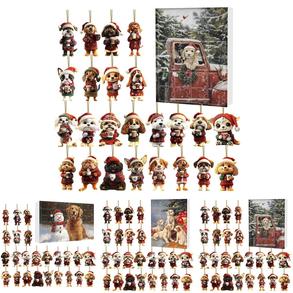 Holiday Dog Advent Calendar Christmas Acrylic Decorations For Festive Home Decor And Gifts