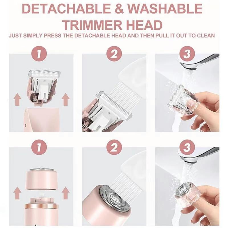 Kadınlar İçin Elektrikli Bikini Düzeltici, Şarj Edilebilir 2'si 1 Arada Vücut ve Yüz Kılları Alma, Kadınlar İçin Su Geçirmez Islak ve Kuru Kullanım Düzeltici