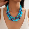Vintage Acrylic Irregular Beaded Double-layer Sweater Chain Personalized High-grade Ethnic Style Necklace