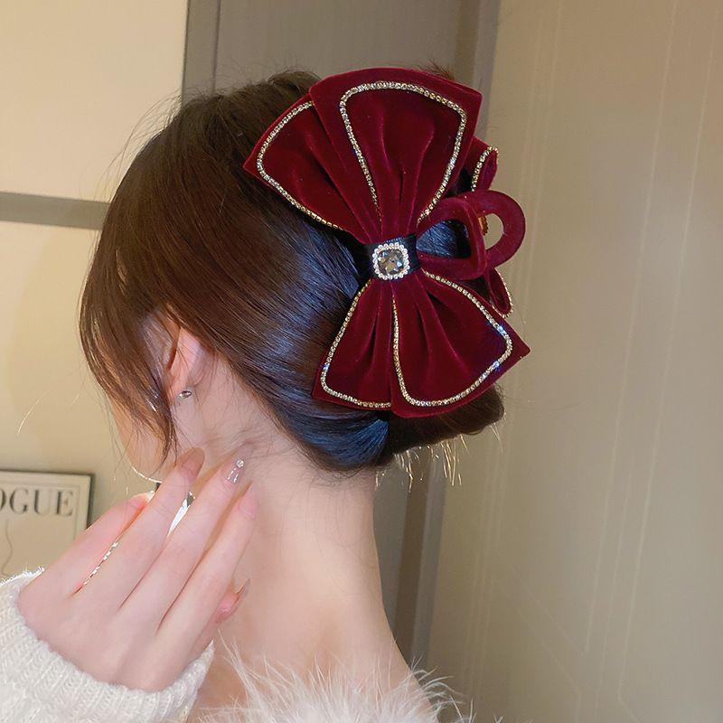 Winter explosion bow grab clip women's high sense exquisite versatile hairpin women's back head shark clip hair accessories