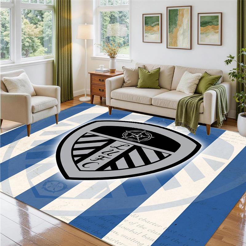 Leeds United Design Crystal Velvet Rug Soft Decorative Mat for Bedroom Entrance