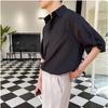 Mens Casual Loose Solid Thin Ice Silk Short Sleeve Shirt