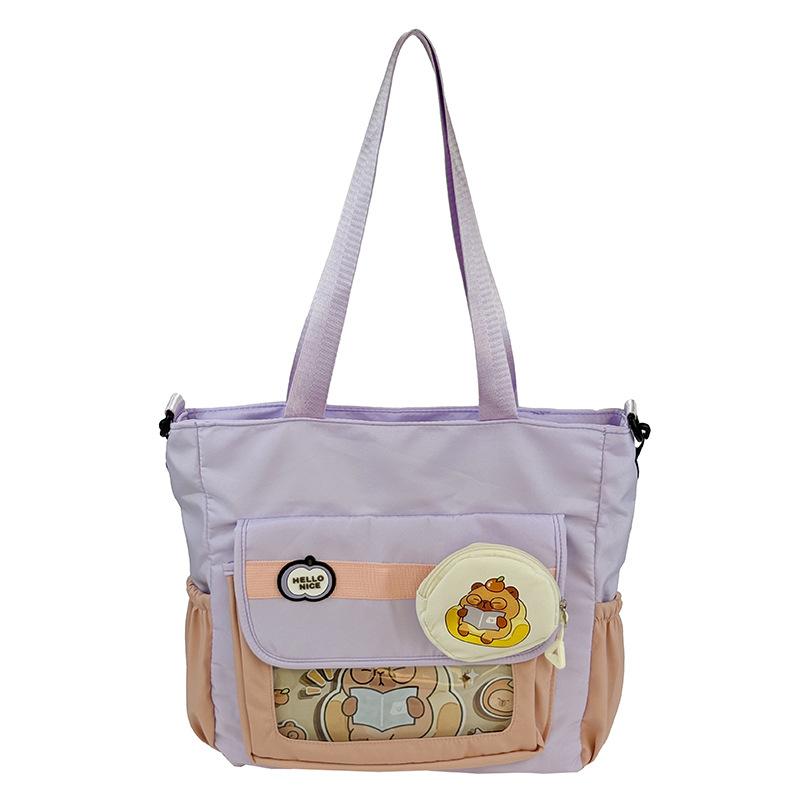 Contrasting color splicing primary and secondary school students cute class make-up storage bag Japanese new two-dimensional girl shoulder bag