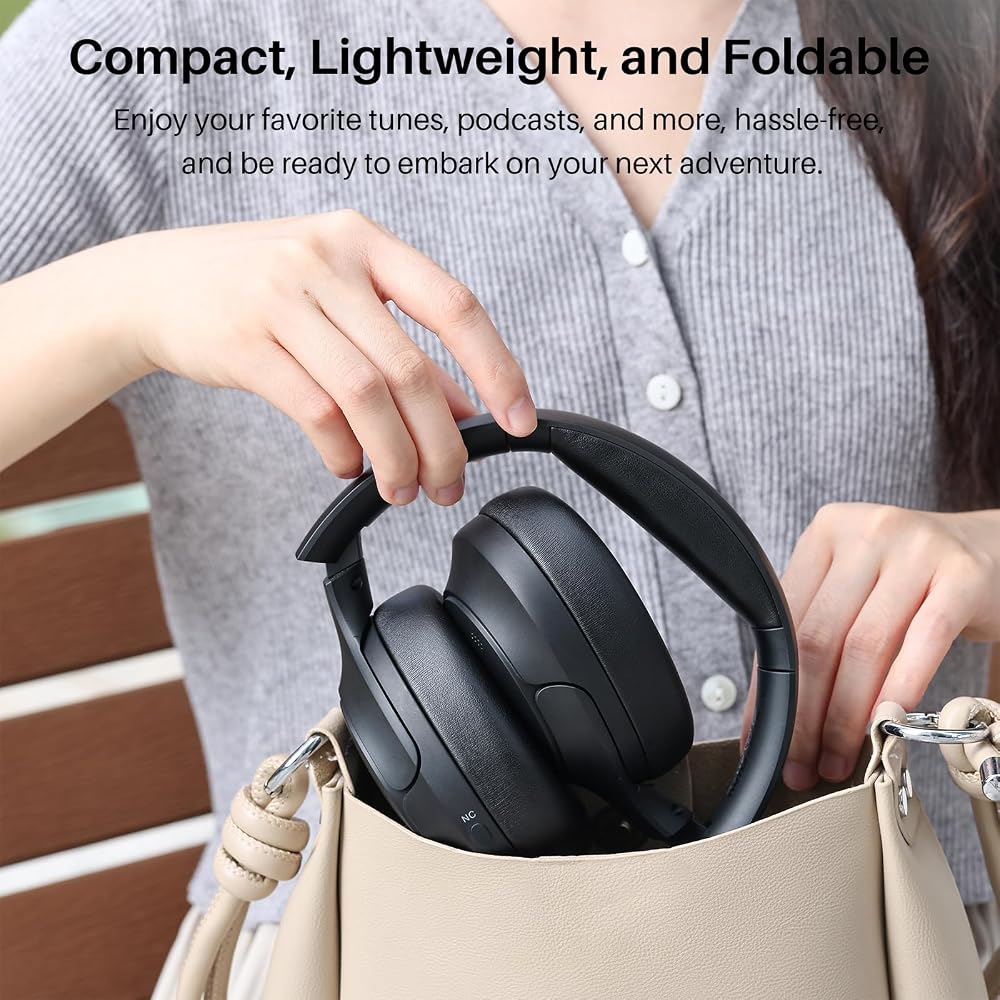 TOZO HT2 Wireless Headphones: Hi-Res Audio (Wired Hi-Res), 40mm Dynamic Drivers, Closed-Back, Foldable, Lightweight, Bluetooth 5.3, Wireless, Type-C &